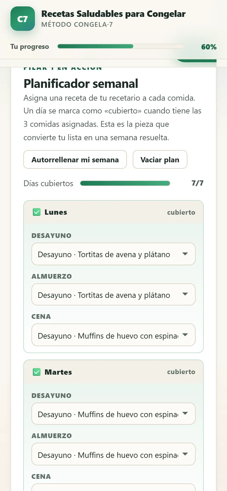 App: planificador semanal